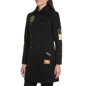 NEW Coach 1941 Military Patch Naval Coat (Sz 2) Wool-Blend Double Breasted Black